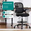 DUMOS Drafting Chair for Standing Desk, Counter Height Adjustable, Flip-up Arms, Ergonomic Mid Back Mesh Rolling Work Swivel Office Computer Chairs with Wheels, Black