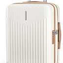 BAGSMART Carry On Luggage 22x14x9 Airline Approved with Spinner Wheels,100% PC Hardside Expandable Luggage with TSA Lock for Trips, 20 Inch Rolling Suitcases for Men Women,Beige