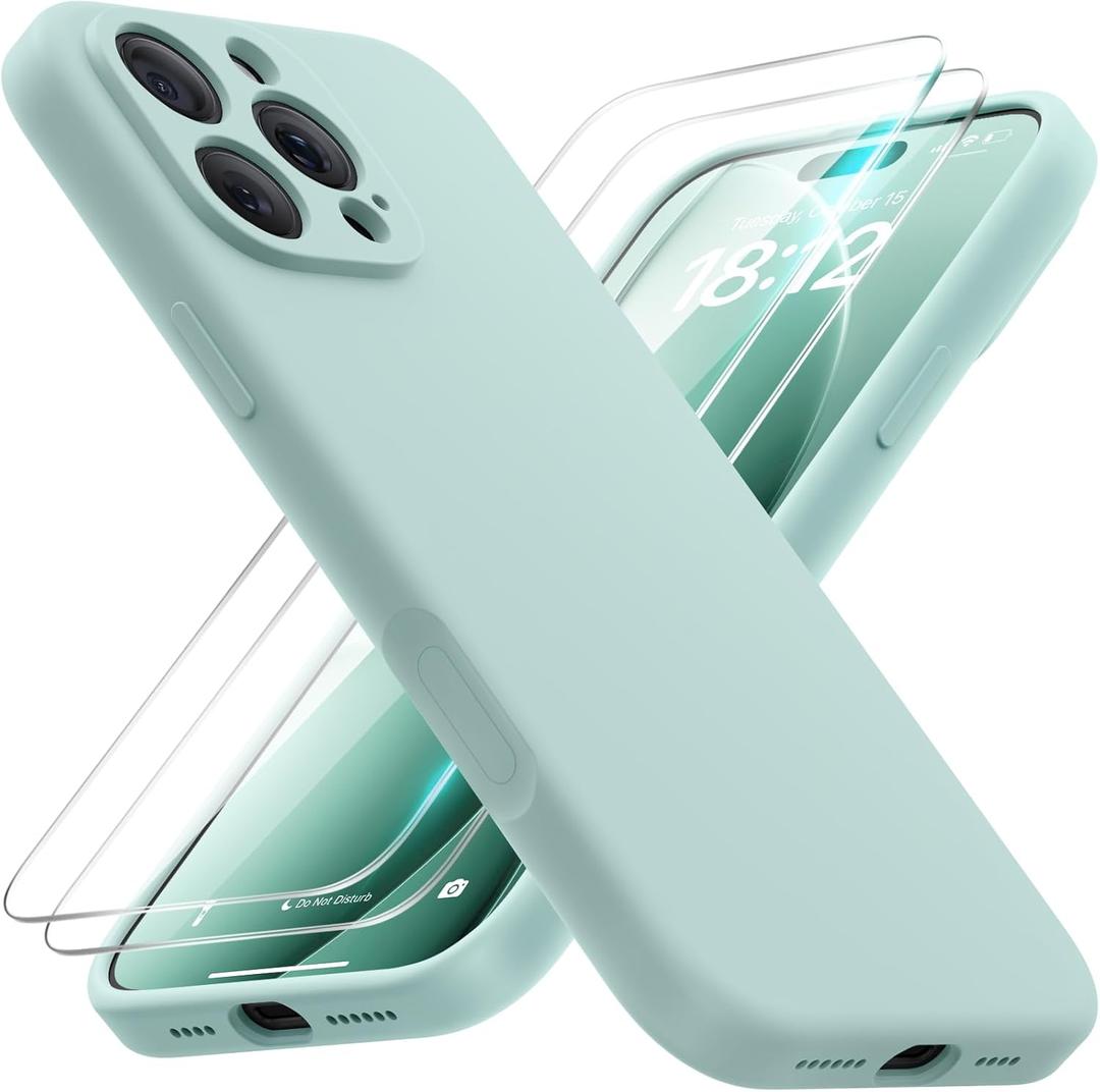 FlyReal Magnetic for iPhone 16 Pro Case, Compatible with MagSafe, (Integrated Silicone Camera Control Button) (Camera Protection) + Screen Protectors, Microfiber Lining Case 6.3", Mint Green