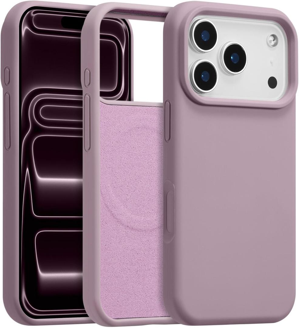 Magnetic for iPhone 17 Pro Max Case 6.9", Premium Liquid Silicone Case,[Compatible with Magsafe][Soft Anti-Scratch Microfiber Lining],Slim Thin Shockproof Phone Cover-Black Currant