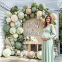 Dusty Green White Balloon Arch Kit Double Stuffed, Sage Mint Green Sand Ivory Boho Balloon Garland with Clear Bobo Latex for Neutral Baby Shower Bridal Wedding Birthday Woodland Party Decoration
