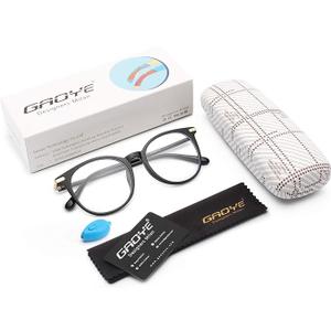 Gaoye Blue Light Blocking Glasses, Retro Round Eyewear Frame Anti Eyestrain Computer Glasses for Women Men - GY1688 (Light Black Frame/Transparent Lens)