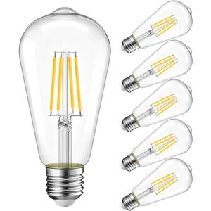 LVWIT Vintage LED Light Bulb, Dimmable 5W (40W Equivalent), ST21 Edison Style LED Filament Bulbs, 470 Lumens 2700K Warm White, E26 Medium Screw Base, 6 Pack