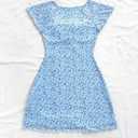 WDIRARA Women's Floral Square Neck Ruffle Sleeve Dress Vacation Short Dresses (M)