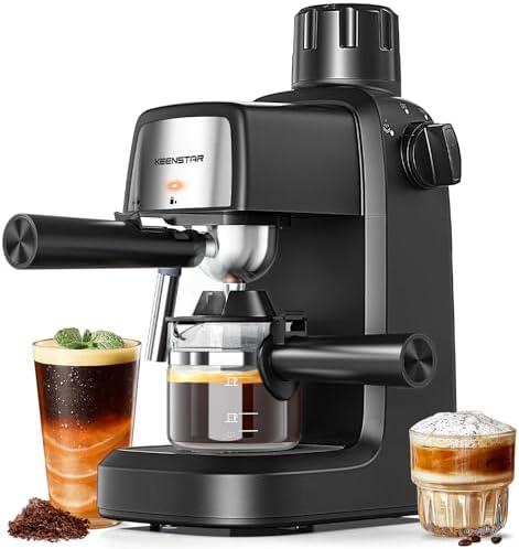Amazon.com: KEENSTAR 3.5Bar Espresso Machine with Milk Frother, 800W Compact Espresso and Cappuccino Machine with Preheating Function, 4 Cup Espresso Maker for Cappuccino or Latte, Gift for Coffee Lover: Home & Kitchen