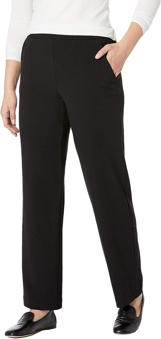 Briggs New York Womens Pull On Dress Pants Work Business Casual Slacks Tummy Control Straight Leg Trousers with Pockets (Black, M)