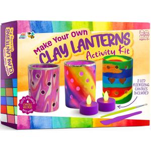 Light-up Clay Lanterns Making Kit Activity for Kids & Tween Girls Ages 8-14 Year Old - Best DIY Arts & Crafts Kits Christmas Gifts - Creative Craft Toys for Preteen & Teenagers Art Projects (Lanterns)