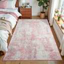 3x5 Pink Washable Area Rug for Living Room Bedroom, Modern Abstract Non-Slip Rugs, Low Pile Soft Stain Resistant Carpet for Dining Room, Kitchen, Office, Dorm, Bedside Decor