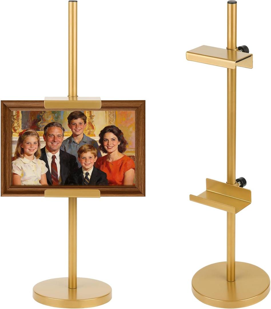 Photo Frame Tabletop Easel Stand-Heavy Duty Tabletop Display Easel, French Style Gold Easel Stand,Picture Frame Stand for Wedding/Art/Photos,Picture Easels (Gold, 18 Inch)