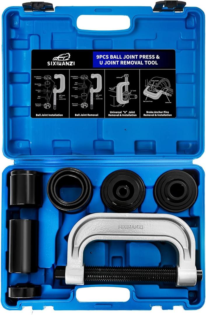SIXIWANZI Ball Joint Press and Removal Kit, 10PCS U Joint Press and Removal Tool for Most 2WD and 4WD Cars and Light Trucks