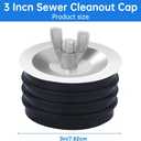 EMVANV 3 inch Sewer Cleanout Cap,Pool Return Plugs Practical Expansion Pipe Plug for Most Pipe Sink Pool(Silver+Black)