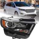 Duolctarms Black Housing Amber Corner Headlight Headlamp Assembly Compatible for 2015-2018 Ford Edge Right Passenger Side FO2503342