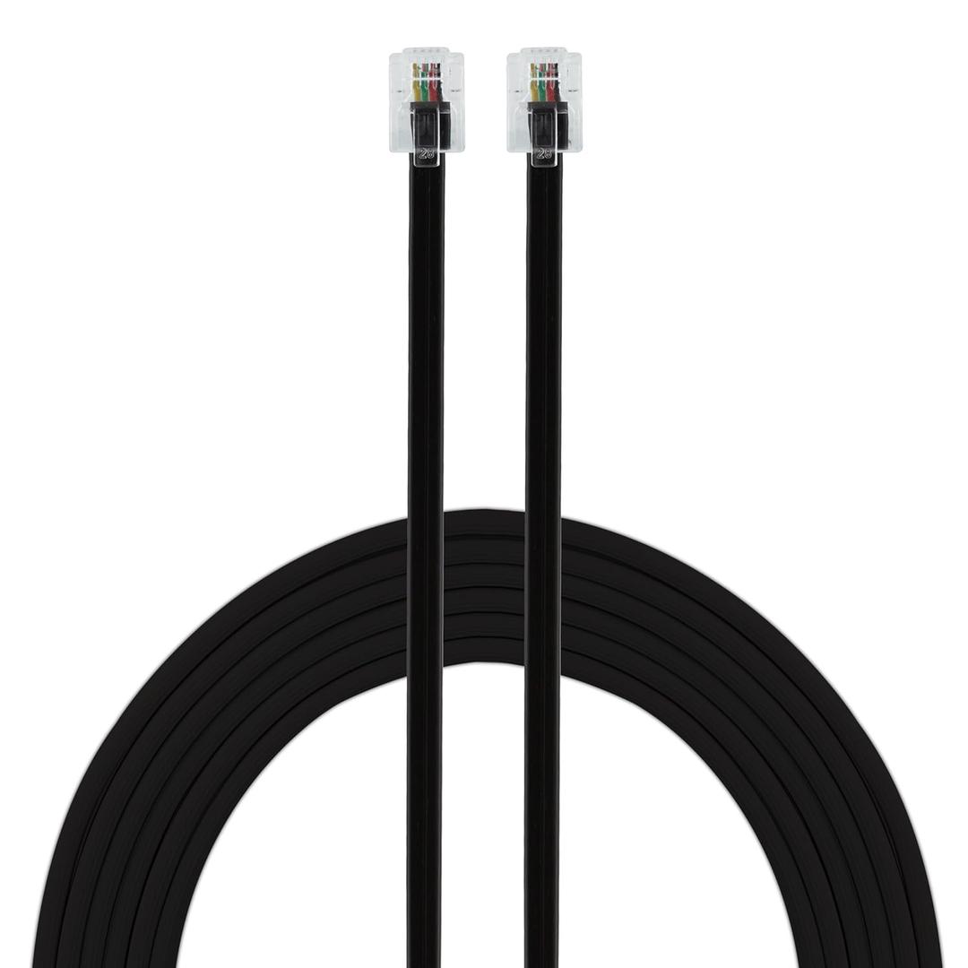 Power Gear Telephone Line Cord,  25 Feet, Phone Cord, Modular Jack Ends, Works for Phone, Modem or Fax Machine, for Use in Home or Office, Black