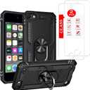 for iPod Touch 7/6/5 Generation Case with [2 Pack] Tempered Glass Screen Protector, Hybrid Heavy Duty Protection Shock Resistant Cover for iPod Touch 5/6/7th Generation Case Black