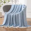 MIULEE Super Soft Throw Blanket for Couch, Blue Cozy Fluffy Warm Blankets Knit Throw Blankets for Sofa, Bed, Chair, Living Room, Camping, Picnic, 50 x 60 inch