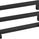 Goldenwarm 10 Pack 8 Inch Black Cabinet Handles Matte Black Drawer Pulls Stainless Steel Cabinets Hardware Square Bar Modern for Kitchen Bathroom Cupboard