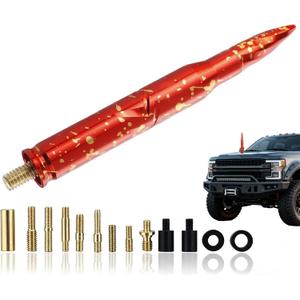Red Colorful Bullet Antenna Replacement for Ford RAM GMC | Red starry sky bullet antenna adds a unique truck style. Compatible with Ford, RAM and GMC pickup trucks for easy replacement