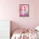 Framed Pink Jesus Wall Art Gifts for Christian, Jesus Walking On Water Canvas Prints, Savior Christian Wall Decor, Inspiring Religious Belief Artwork Decor for Prayer Room 8x10in