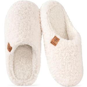 Women’s Fuzzy Slippers Slip-On Memory Foam indoor house shoes 12.5-13.5