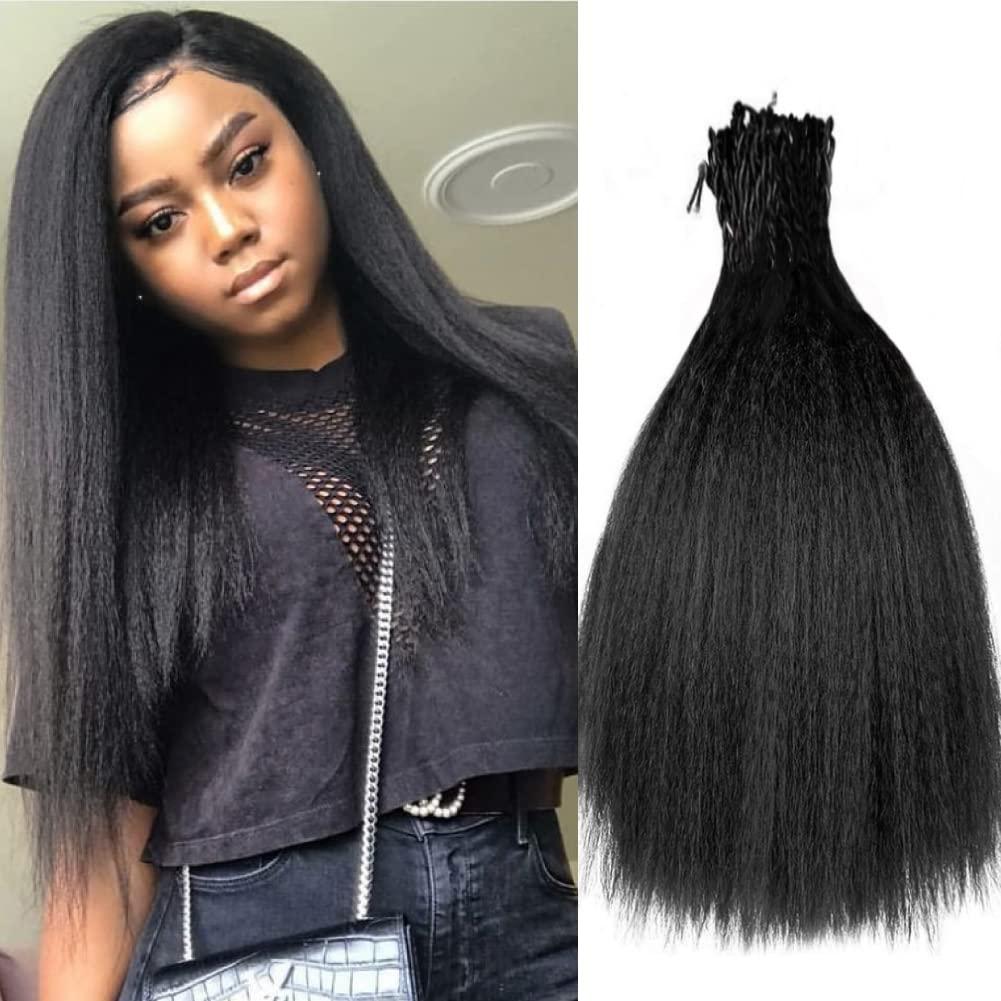 Synthetic Kinky Straight Crochet Braid Hair with Adjustable Pre-looped Yaki straight Crochet Braiding Hair Extension for Black Women 6 Packs 14 Inches 96 Roots 1B#