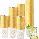 100 Pieces Monogrammed Plastic Cups Gold Foil Letter N Disposable Cups 12 oz Clear Initial Party Cups for Wedding Birthday Baby Shower Personalized Party Drinkware