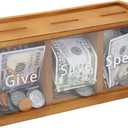 Spend Save Give Piggy Bank for Kids, Money Coin Savings Piggy Bank Jar Box for Kids Child Safe Money Saver, Teach Children About Giving & Saving Money Piggy Box for Childrens Boys Girls