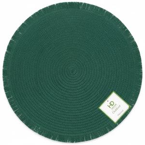 Handwoven Fringe Boho Placemats Set of 4 - Green