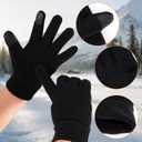Winter Gloves Mens Women Screen Touching Thermal Gloves Plush Fleece Warm Glove for Running Driving Hiking Cold Weather (Black)