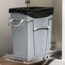 Pull Out Trash Can for Kitchen Cabinets, 35 Qt Under Sink Garbage Bin with Full Extension Slides, Fits 13" W x 18" D Opening Cabinets, Heavy-Duty Steel Organizer, Silvery (Trash Can Not Included)