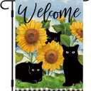 DLZDN Summer Cat Garden Flag Sunflower Black Cat Garden Flag 1218 Inch Double Sided Buffalo Plaid Farmhouse Welcome Yard Flag Spring Summer Seasonal Outdoor Decor
