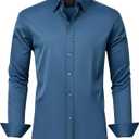 J.VER Men's Dress Shirts Solid Long Sleeve Stretch Wrinkle-Free Formal Shirt Business Casual Button Down Shirts 3XL