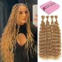 Super Wave Bulk Human Hair 100% Unprocessed Brazilian Virgin Human Hair Extensions Bundles for Braiding Hair Wet and Wave Micro Human Hair(1Pack-4PCS, 18inch #27) (Super Wave18 Inch)