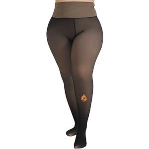 MERYLURE High Waist Fleece Lined Tights Women, Fake Translucent Winter Warm Pantyhose Thick Thermal Leggings, 1X-2X