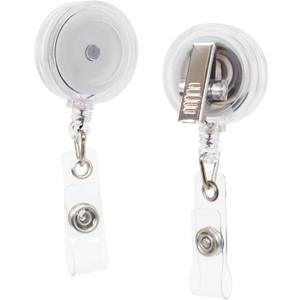 50-Pack Retractable Badge Reels  Alligator Clip Badge Reel with Swivel Hook | Badge Clips Retractable for Office, School, Events (Translucent, Durable ID Holder Reels)