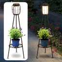 2 Pack Outdoor Solar Lights With Plant Stands, 36.22" Metal Solar Powered Outdoor Floor Lamp Waterproof Auto On/Off, Outdoor Solar Lights for Yard Deck Patio Porch Walkway Driveway Garden Decor