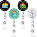 Gctriki 3 Pieces Dumpster on Fire Badge Reel Retractable with Alligator Clip, Funny Retractable ID Badge Holder ID Card Holder Name Badge Clip, Nurse Medical Teacher Student Office Work Supplies