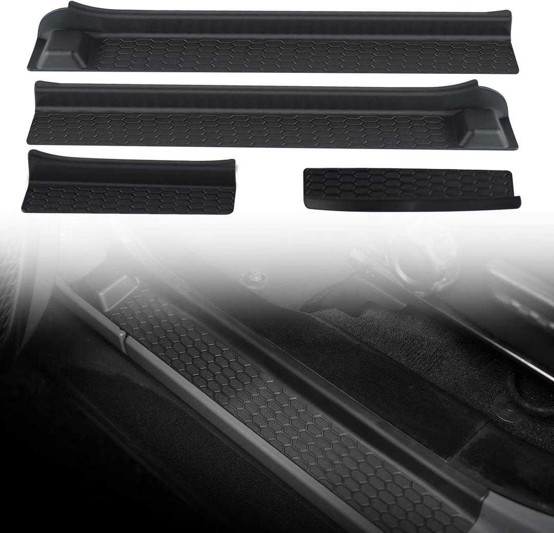 Door Sill Guard Kit Car Anti-Scratch Threshold Protector Door Entry Guard Scuff Plate Cover Compatible with Jeep Wrangler JL JLU 2018-2024 & Jeep Gladiator JT 2020-2022