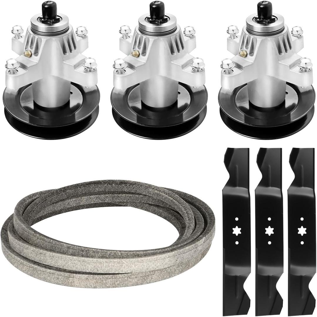 54" Deck 618-04126 Rebuild Kit Fits for Cub Cadet SLT1554 SLTX1054, Includes 3 Spindles 918-04126 918-04125, 3 Blades 742-0677 942-0677, 138" Belt 754-0642