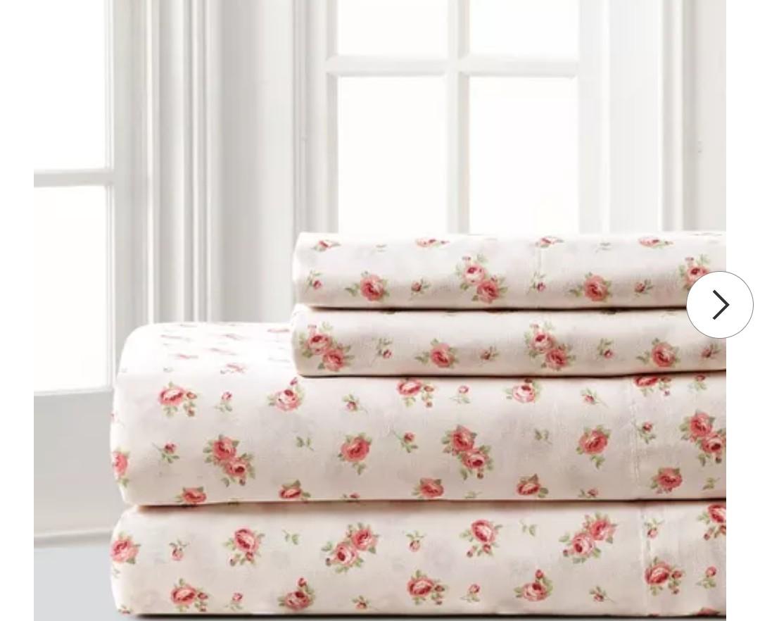 Modern Threads Solid Ultra Soft Microfiber Sheet Set, Queen, Rose Print