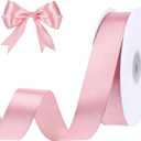 woric Pink Ribbon 1 Inch 50 Yards Pink Bows Satin Ribbon Mothers Day Ribbons for Graduation Leis Hair Garland Flower Bouquet Crafts Baby Shower Wedding Decor