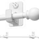 No-Drill Curtain Rod with Adhesive & Pin-Nail Mount System - Renter Friendly & Minimal Wall Damage, 5/8" Diameter White Adjustable Rod for Windows 28 to 48 Inch