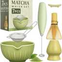 Matcha Whisk Set - Matcha Set Included Electric Matcha Whisk, Matcha Bowl with Spout, Bamboo Matcha Whisk, Matcha Whisk Holder, Matcha Sifter, Ceremony Gift Box (Spoon Not Included)