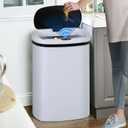 Dkeli 13 Gallon Trash Can Automatic Kitchen Trash Can 50 Liter Touch Free Garbage Can with Lid Brushed Waste Bin for Home Office Bedroom Bathroom, White (15 x 10 x 24 inches)