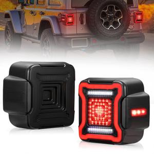 BUNKER INDUST Smoked LED Tail Lights Replacement Kit for 2018-2022 Jeep Wrangler JL Accessories, Rear Brake Light Tail Lamp Turn Signal Light Reverse Back Up Assembly,Pair