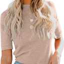 LIYOHON Womens Tops Dressy Casual Mock Turtleneck Business Short Sleeve T Shirts Going Out Tops 2025, Size XL