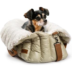 ClevaHome Small Dog Car Seat & Travel Carrier & Pet Bed, Soft Fleece Interior for Dogs up to 10lbs, Stylish Pet Travel Tote for Indoor and Outdoor Use