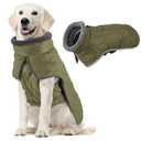 Fragralley Dog Coat Large, Waterproof Dog Jacket with Warm Fleece Lining, Adjustable Reflective Dogs Winter Coat, Turtleneck Pet Coats for Cold Weather (ArmyGreen XXXL)