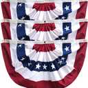 Xunny American Flag Bunting with red white and blue, US pleated Fan Flag for 4th of july, Memorial Day,Veteran's day (red white and blue 1.5x3-pack 3)