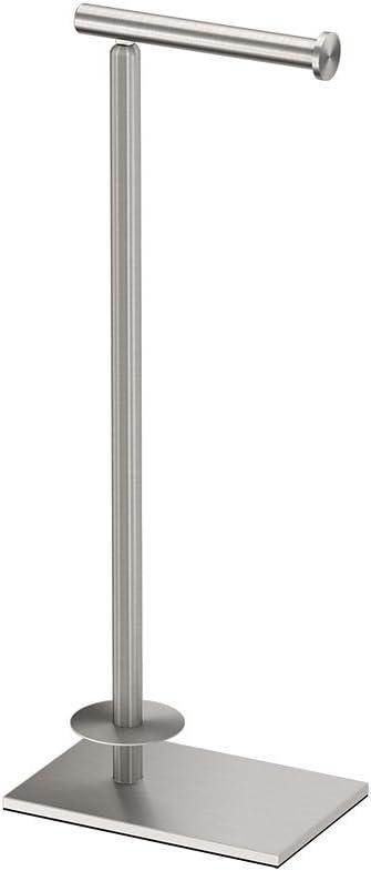 Gatco 1443SN Modern Square Base Toilet Paper Holder Stand with Storage, Satin Nickel, 21.13"H