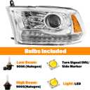 Driver Side Halogen Headlight Assembly Compatible With Dodge Ram 1500 2500 3500 2013-2018 Left Driver Side Headlamp assembly Chrome Trim w/Bulbs Replaces # 68093217AD (Left)